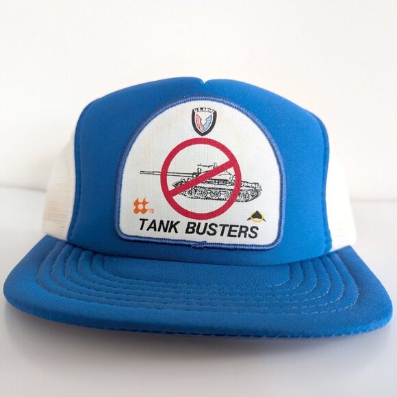 Vintage Snapback Trucker Hat Army Tank Busters - Picture 2 of 10